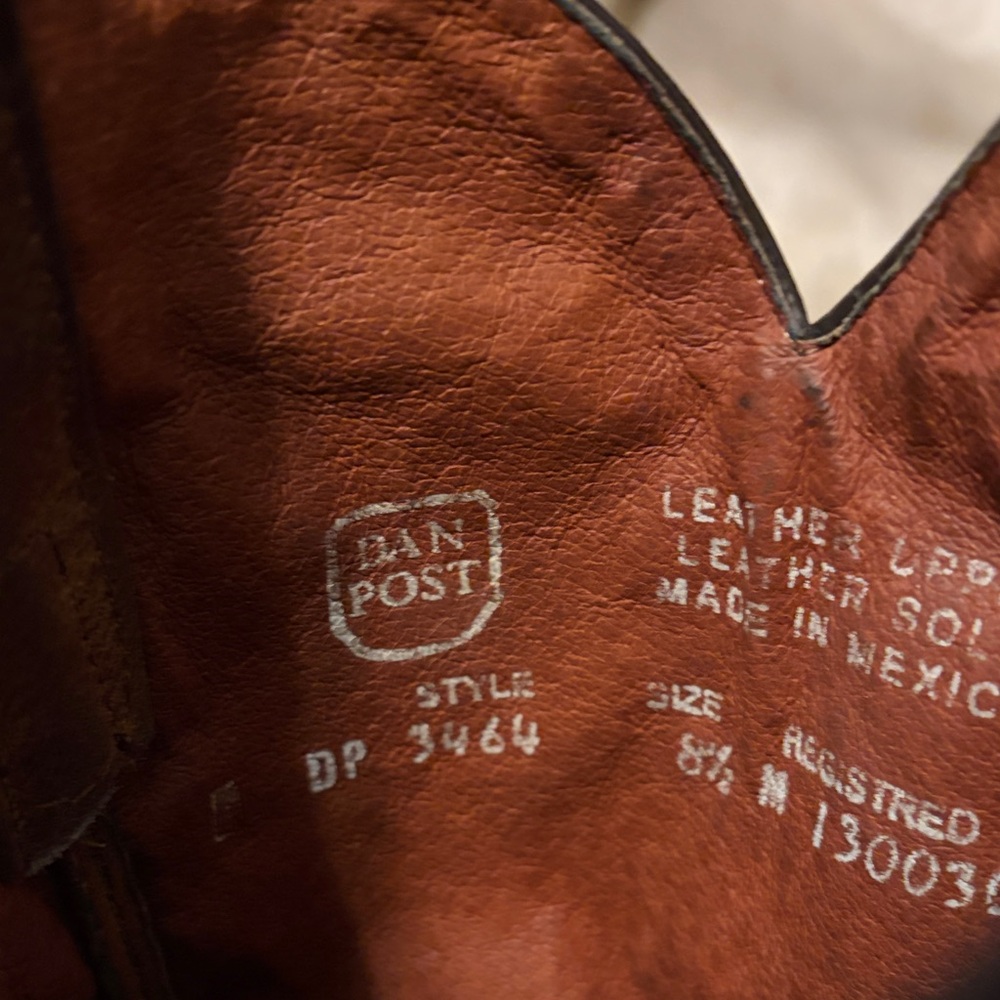 Dan Post Brown Leather Western Heeled Boots - Picture 7 of 8